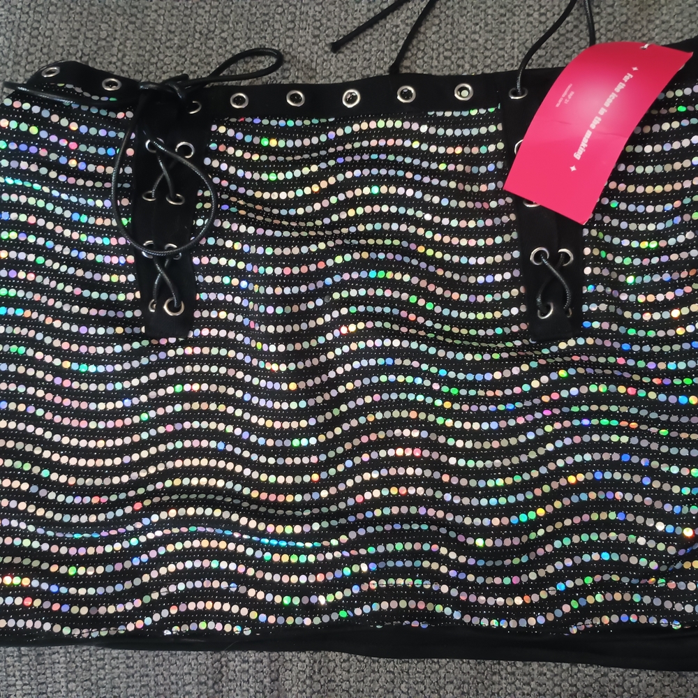Black Skirt with Multicolor Rhinestones
